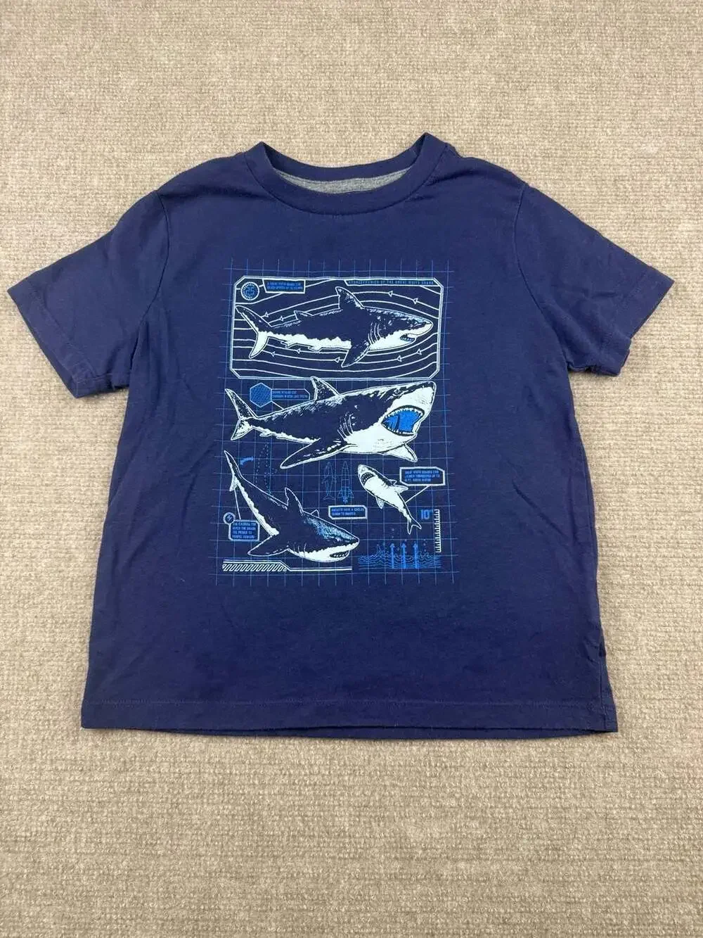 Old Navy Boys Navy Blue Shark Graphic Print T-Shirt